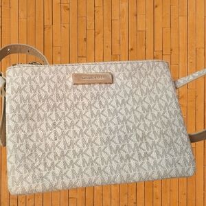 Michael Kors Cream And Tan Monogram Belt Bag